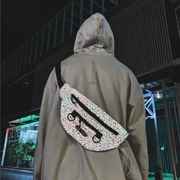 

Reflective Chest Bag Men Women Geometric Patterns Crossbody Chest Packs Fashion Sequin Hip Waist Bag Belt Travel Fanny Packs
