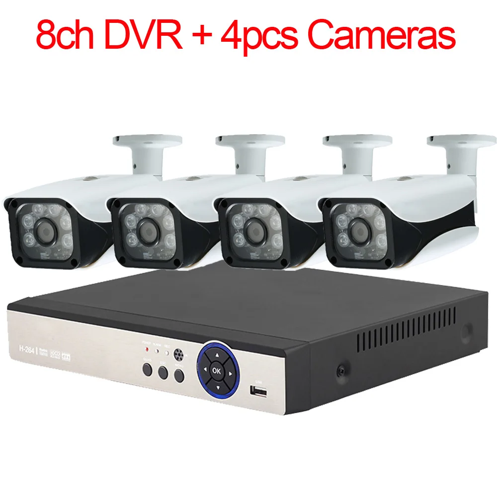 Lofam видеонаблюдение Системы 8CH AHD 5MP N 3g WI-FI DVR NVR безопасности Камера Системы открытый Водонепроницаемый видеонаблюдение комплект для камеры видеонаблюдения 8CH - Цвет: 8CH DVR 4 Cameras