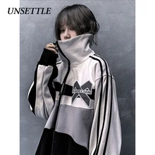 UNSETTLE мужская зимняя куртка уличная Мужская ветровка с воротником-стойкой на молнии в стиле хип-хоп парка куртки с принтом пальто
