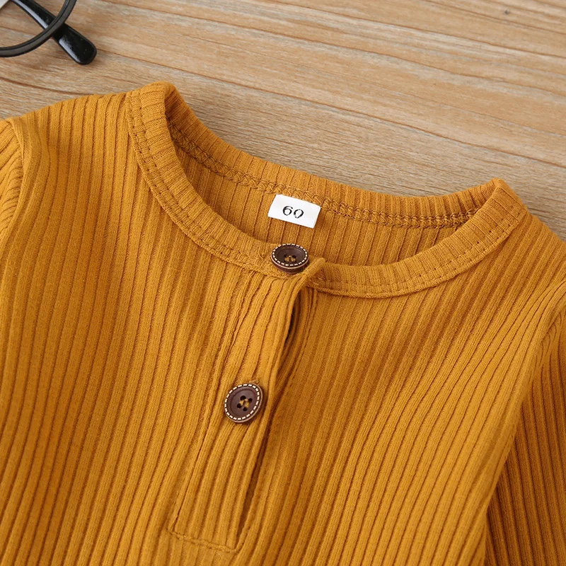 0-18M Baby Spring Autumn Clothing Newborn Infant Baby Boy Girl Cotton Romper Knitted Ribbed Jumpsuit Solid Clothes Outfits