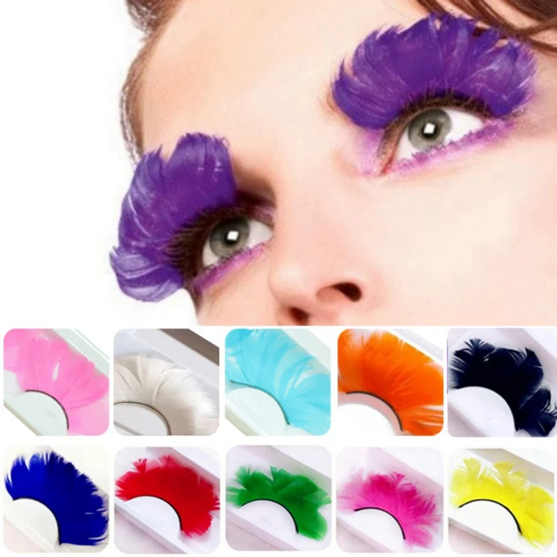 

1 Pairs Fake Eyelashes Colorful Feather 3D Natural Long Exaggeration Stage False Eye Lashes Party Stage Fake Eyelashes*