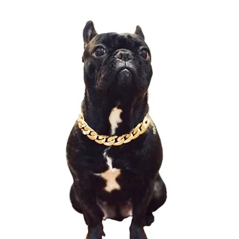 

Teddy Pug Law Bucket Dog Bully Gold Color Chain Small And Medium quan xiang quan Pet Necklace Ornament Accessories