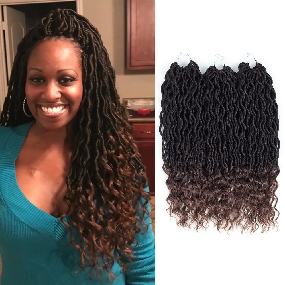 Goddess Locs вязанные крючком волосы волнистые искусственные с кудрявыми концами