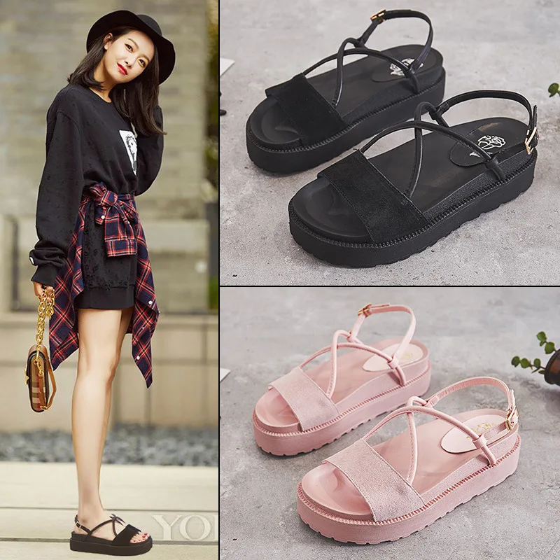 

2019 Summer New Style Thick Bottomed Sports Sandals Student Korean-style Versatile Fairy Wind INS Fashion WOMEN'S Flat Shoes