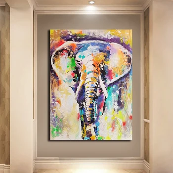 

Abstract Elephant Canvas Painting Printed Colorful Animals Oil Posters and Prints Wall Art Graphic Living Room Decoration