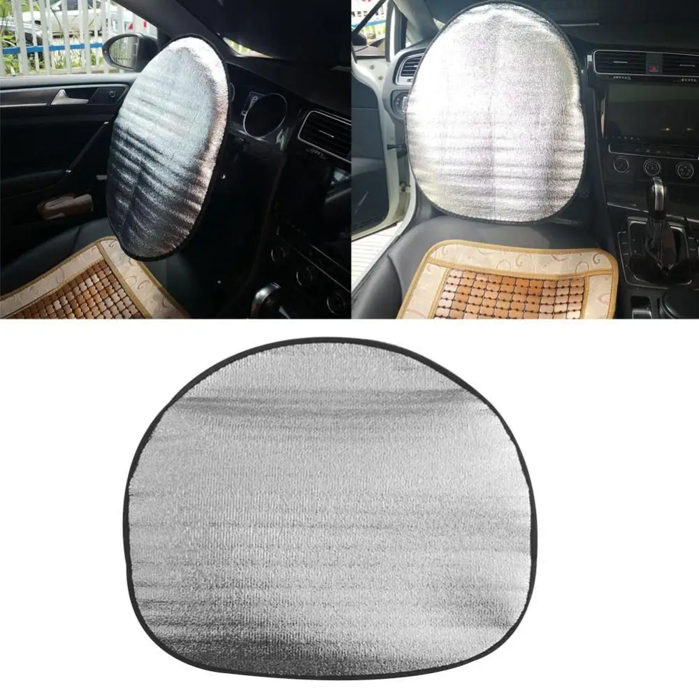 44x50cm Car Steering Wheel Anti-Heat Sun Shade Cover Silver Double Thick Sun-proof Anti-UV protect Parasol Shield