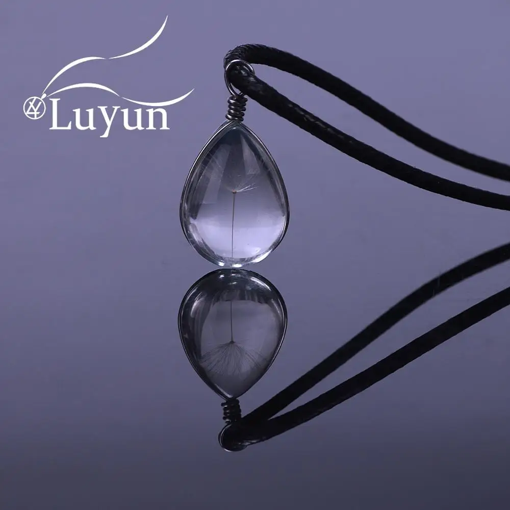 

Luyun Transparent Water Drop Dandelion Small Pendant Crystal Jewelry Send Adjustable Leather Rope Can Be Customized