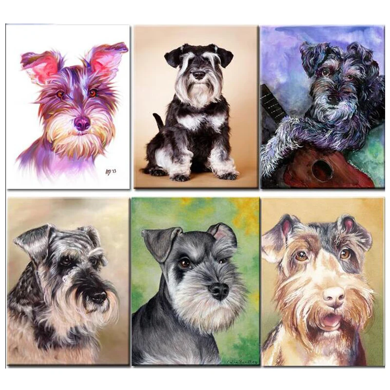 

Schnauzer dog Embroidery mosaic,custom photo diy diamond painting Cross Stitch puppy pattern,cute pet dog Decoration home Z04