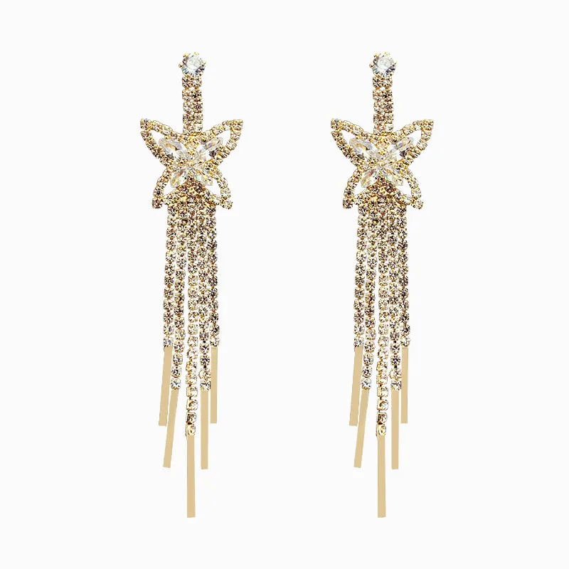 Эффектные длинные серьги с бабочкой из циркония для женщин 2019 Роскошные Висячие