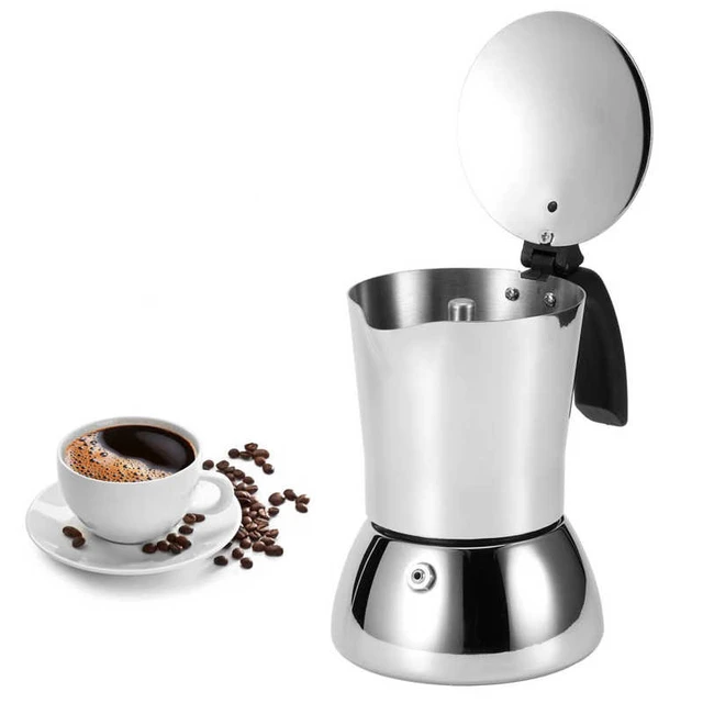 Estufa de inducción de acero inoxidable, cafetera Moka, cafetera para café  con cuerpo completo, hace 6 tazas (300ml) de Espresso - AliExpress