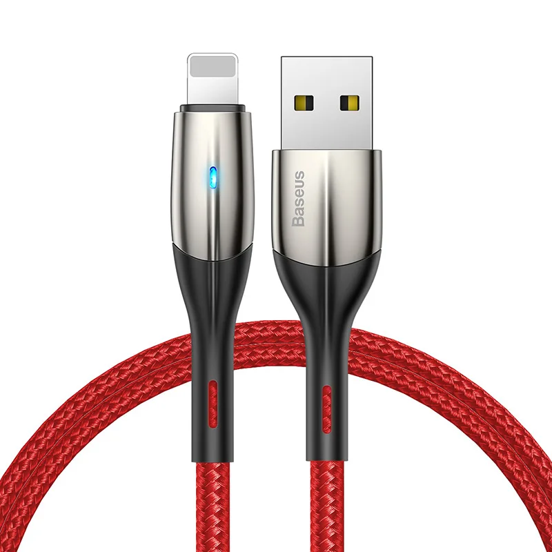 Red for iPhone Baseus USB кабель для iPhone XR Xs Max 2.4A зарядный кабель Быстрая зарядка USB кабель для передачи данных для iPhone 8 7 Plus светодиодный USB светильник кабель - Цвет: Red for iPhone