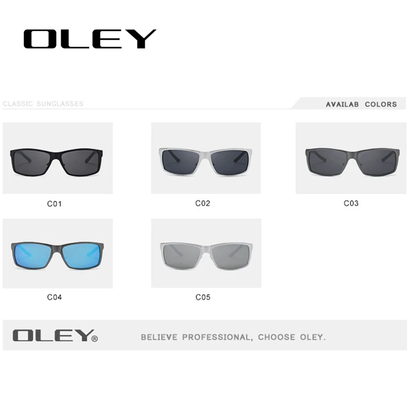 OLEY Brand Men's Vintage Square Sunglasses Polarized UV400 Lens Eyewear Accessories Male Sun Glasses For Men/Women Y7160