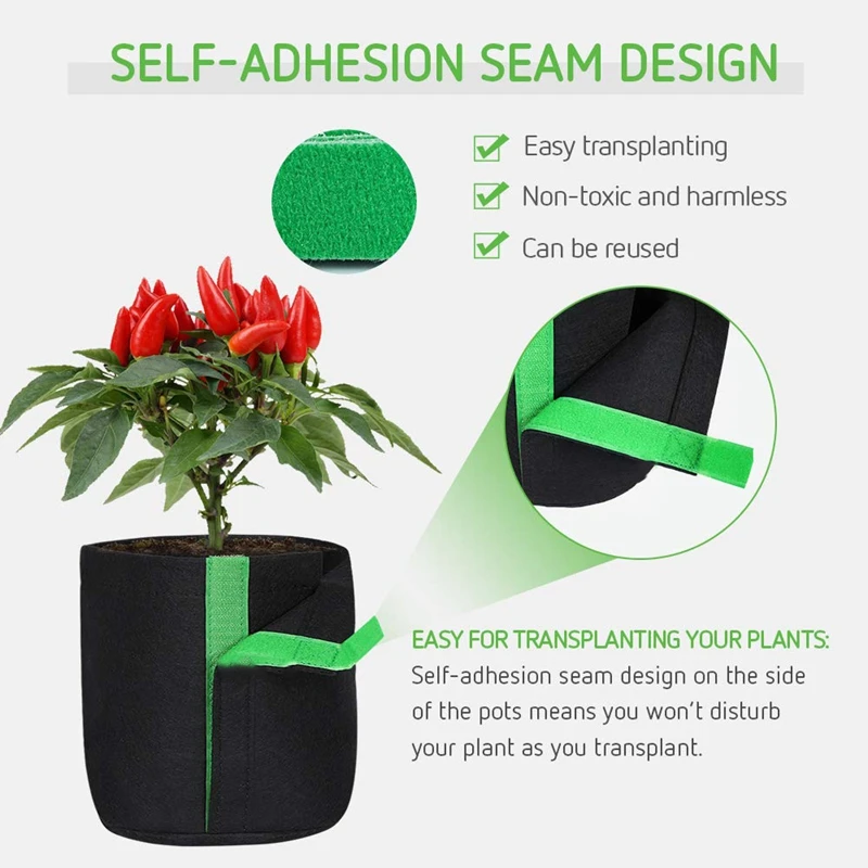 Сумка для выращивания растений 5 упаковок мешков с автономными сторонами в