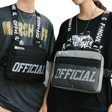 זכר מכתב כתף כיכר מותניים Streetwear שקיות נשים בד טקטי תיק כדור גברים רחוב היפ הופ חזה אפוד חבילה G122(China)