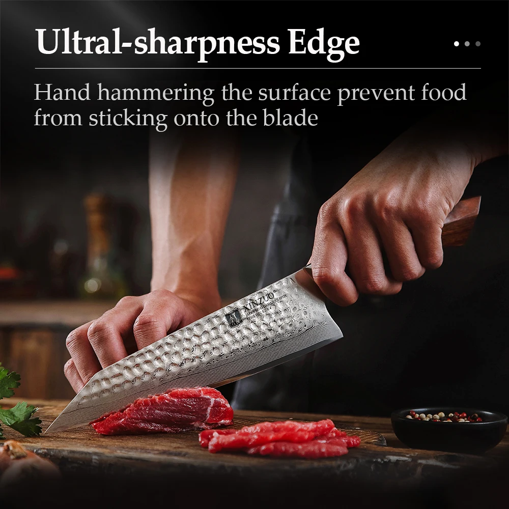 XINZUO 8.5'' Chef Kitchen Knives Japanese SRS13/R2/SG2 Powder Steel Core Damascus Steel Meat Knife Desert Ironwood Handle - Image 4