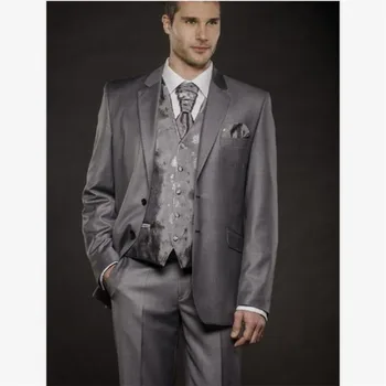 

New Classic Men’s Suit Smolking Noivo Terno Slim Fit Easculino Evening Suits For Men Sliver Grey Shining Formal Weddinguxedo