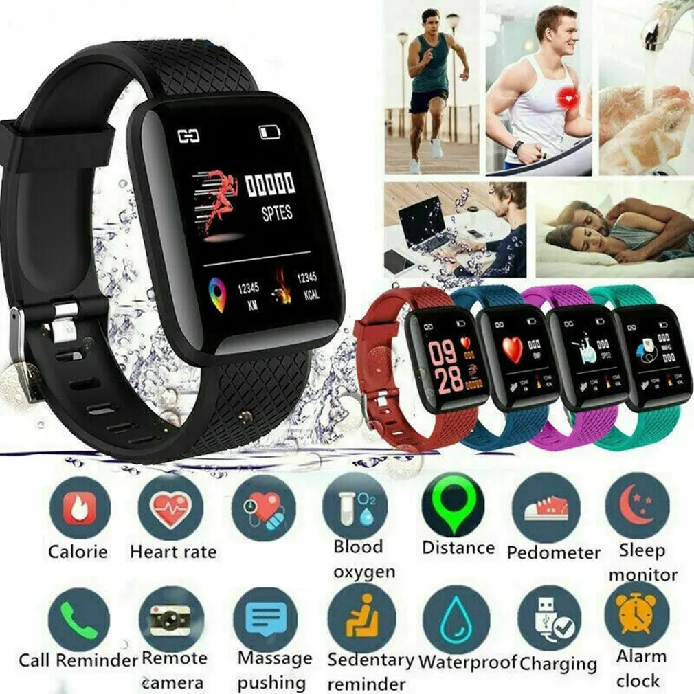 116 PLUS Smart Bracelet Watch Color Screen Heart Rate Blood Pressure Monitoring Track Movement IP67 Waterproof Smart Watch
