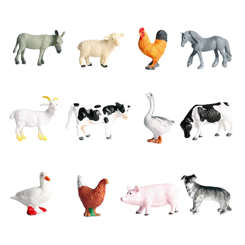 12 Pack Miniature Farm Animals Figures Toys Set, Realistic Domestic Plastic  Animal Learning Toys For Kids Toddlers - Biology - AliExpress