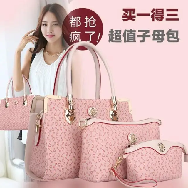 

2016 New Style Fashion Versatile Three-piece Set Women's Bag Printed Women's Bag Different Size Bags Shoulder Bag