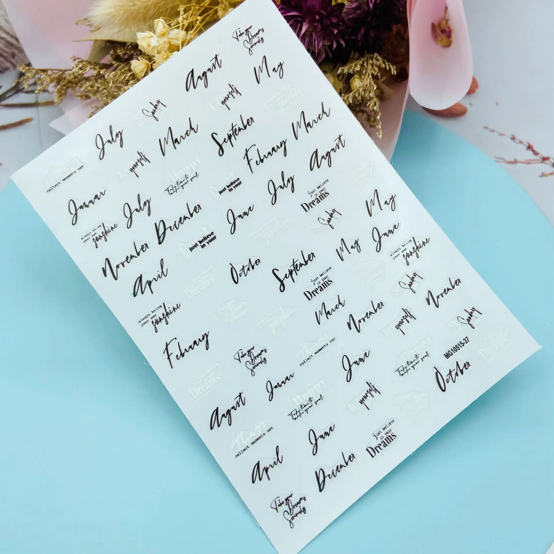 

Letter Body English Pattern Nail Art Sticker Self Adhesive Transfer Decal 3D Slider DIY Skills Nail Decoration Manicure Package