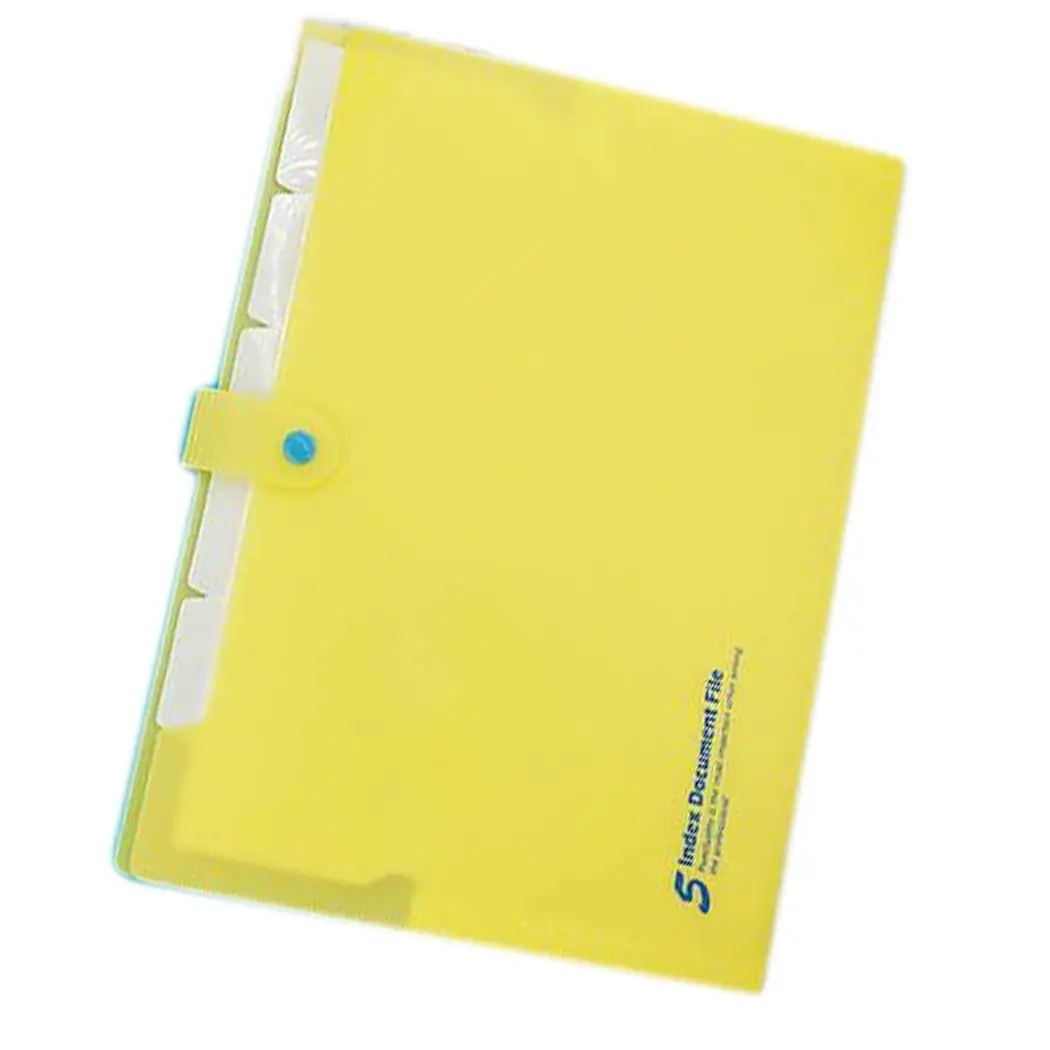 

Expanding File Folders Paper Organizer Document A4 Snap Closure Solid 5 Pockets Holder for School Office