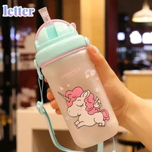 Bouteille d'alimentation en Silicone pour enfants, mignon, licorne, buse d'aspiration, Portable, paille, tasse d'eau 
