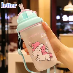 Bouteille d'alimentation en Silicone pour enfants, mignon, licorne, buse d'aspiration, Portable, paille, tasse d'eau 