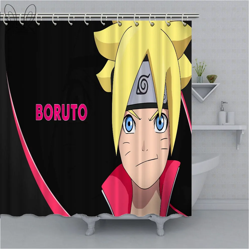 Uchiha Sasuke Naruto Shippuden Fabric Shower Curtain Waterproof Mildewproof Bathroom Shower Curtains For Decor With Sets