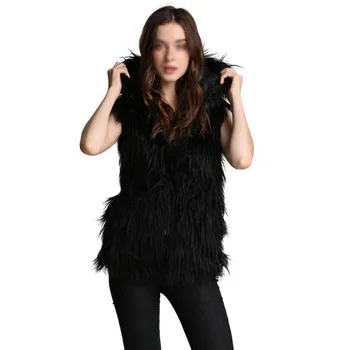 

ETOSELL Women Faux Fur Vest Autumn Winter Solid Black Outwear Coat Warm Sleeveless Hooded Vest Tops Warm Short Jacket Coat