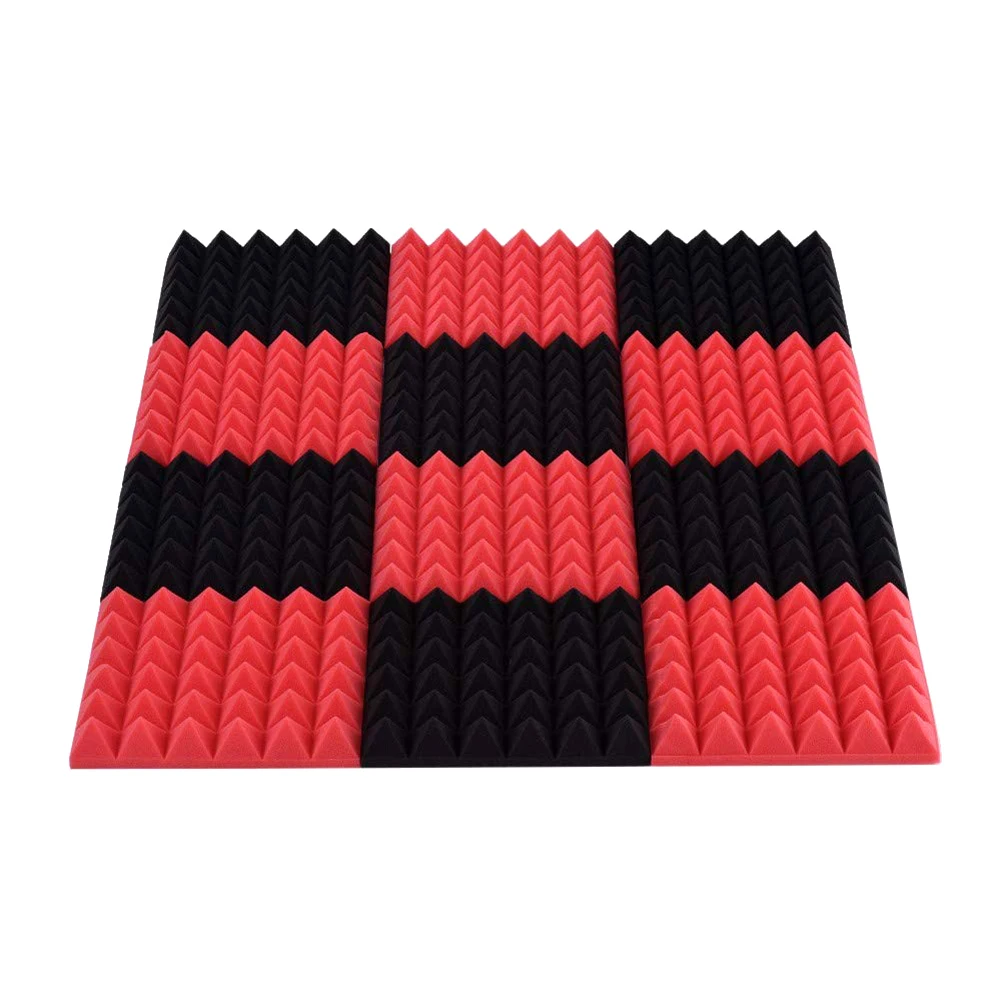12 шт студийные акустические пены губки панели плитки поглощение звукоизоляции пены ромб огнестойкие высокой плотности 30X30X5 см - Цвет: red black