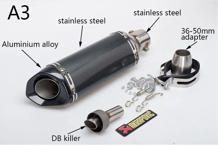 51 мм Akrapovic Модифицированная выхлопная труба мотоцикла косая маленькая шестиугольная имитация углеродного волокна из нержавеющей стали для R6 R3 600 - Цвет: C
