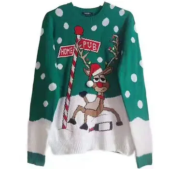 

2020 New Christmas Sweatshirt Tops Women's Reindeer Print O-Neck Jacquard Lazy Wind Long Sleeve Harajuku Sweatshirt