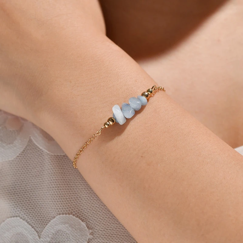 

Adjustable Simple Natural Stone Charm Bracelet For Women Gold Color Charm Bracelet Hand Chain Femme Wedding Jewelry