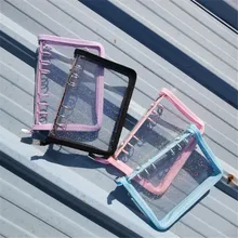 6 Hole Zipper PVC Notebook Diary Binder Ring Clips Notebook Loose-Leaf Notebook Cover Office A5 A6 Planner Stationery