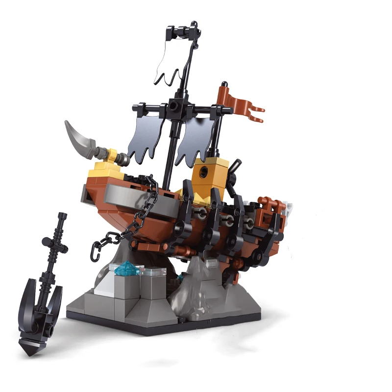 

Ausini Pirate Ship Building Blocks Toys for Children Caribbean Black Pearl Ghost Ship Model Decoration Creator Kids Playthings
