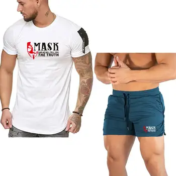 

Men's Brand short sleeve T-shirt men's summer gym workout men's breathable net quick-drying sportswear jogging beach shorts suit