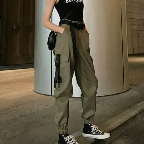 Autumn Winter Harem Pants Womens Thin/Velvet Korean Student Ankle-Length Women's Cargo Pants Casual Sports Joggers Ins Fashion