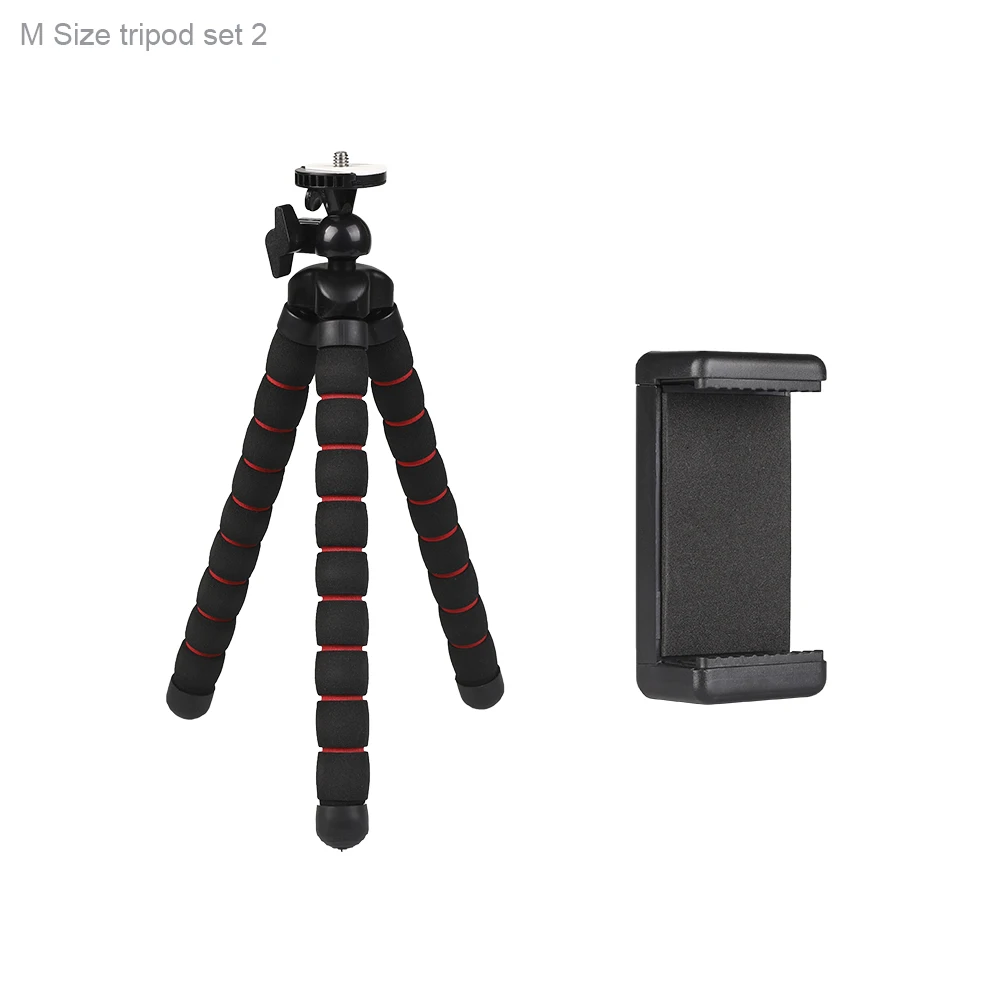 M with Phone clip Аксессуары для камеры гибкий губчатый штатив Осьминог для Canon/Nikon/sony Go pro 7 6 5H9R Sj9 Sj8 pro DJI Осмо экшн мобильного телефона - Цвет: M with Phone clip
