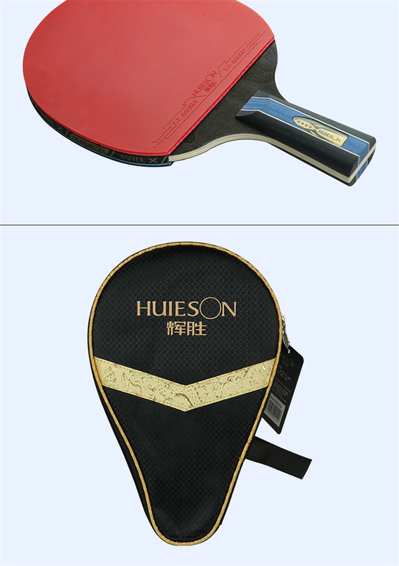Huieson 7 Ply Pure Wood Table Tennis Racket Double Face Pimples-in Sticky Rubber Ping Pong Paddle Bat for New Learners (8)
