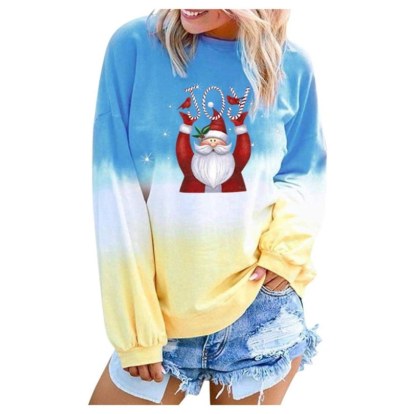 

Plus Size 5XL Christmas tshirt Women Long Sleeve Clothes Patchwork Christmas Tee Top Autumn Pullover Sweatshirt Gothic Tunic A50