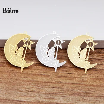 

BoYuTe (50 Pieces/Lot) 24*32MM Metal Brass Star Moon Sheet Pendant Diy Hand Made Jewelry Making Accessories Wholesale