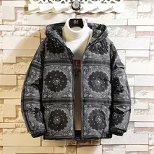 Мужское осенне-зимнее хлопковое пальто, новая мода, Теплое повседневное пальто с капюшоном и принтом в виде цветов кешью,, высокое качество,# xm3