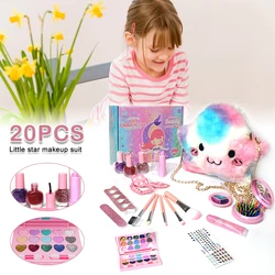 Kit de maquillage pour petites filles, 20 pièces, ensemble de cosmétiques lavables, jouets de maquillage pour enfants, Mini boîte de cosmétiques pour enfants 