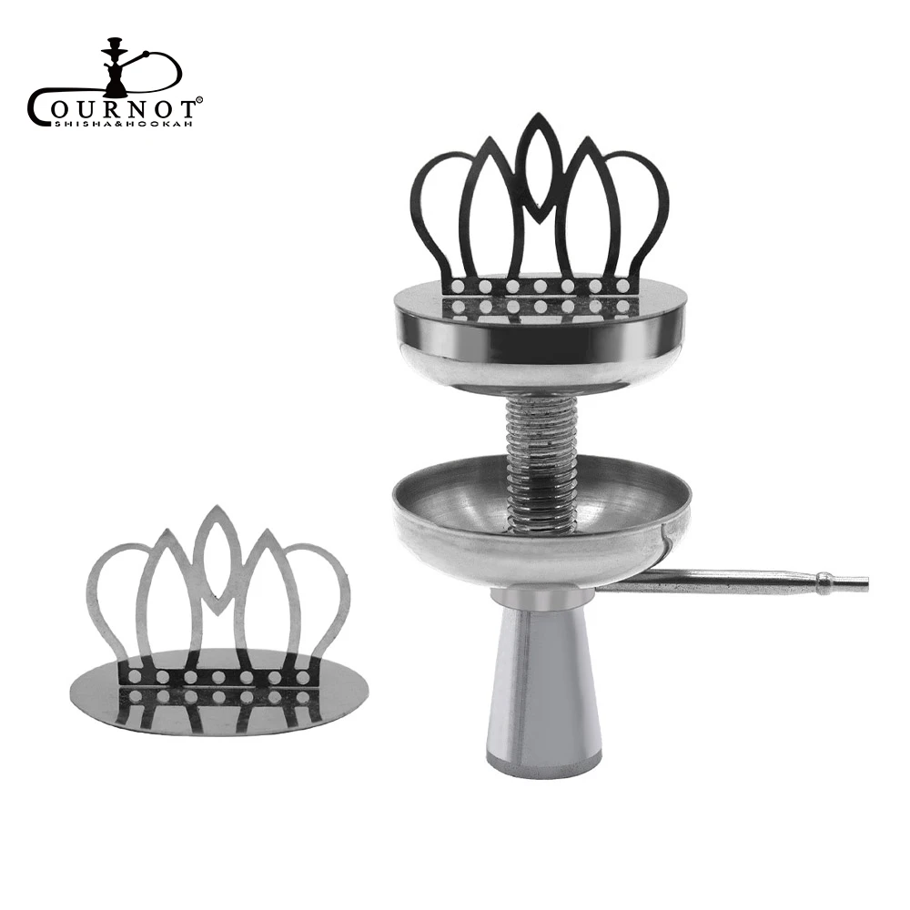 

COURNOT Silver Crown Shisha Hookah Head Bowl Charcoal Holder 135MM Stainless Steel Chicha Arabian Carbon Charcoal Burner Holder