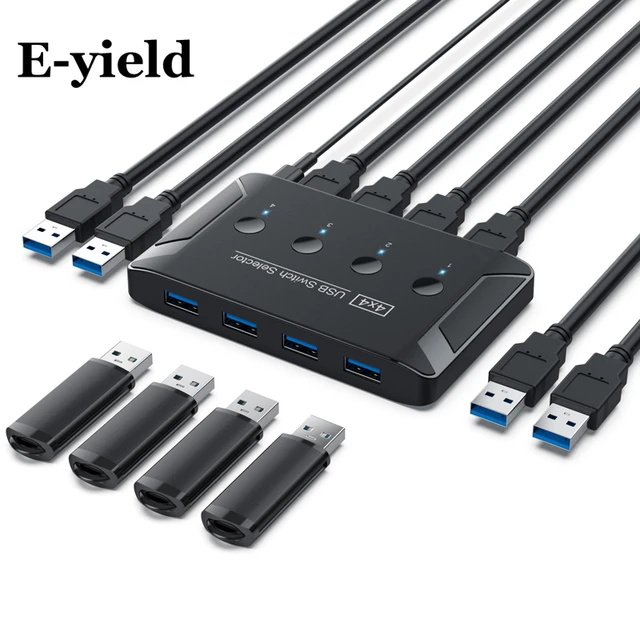 USB Switch KVM USB 3.0 Switcher with Extender 4 Computers Share 4 USB Ports  KVM Switch Hub for Keyboard Mouse Printer U Disk - AliExpress