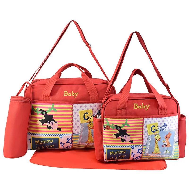 4 Pcs/set Baby Diaper Bag for Mom Fashion Mummy Maternity Nappy Bag Large Capacity Nursing Bags for Baby Care Multifunction