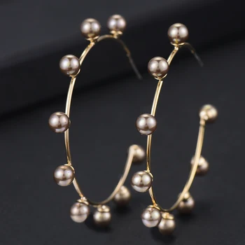 

LARRAURI 2019 Noble Symbol for Women Jewelry Statement Gold Hoop Earrings Fashion Handmade Women Jewelry Elegant Pearl Earrings