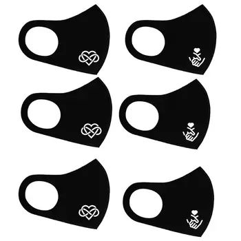 

Adult Dusproof Ice Silk Mouth Mask Love Heart Print Anti-Fog Haze Face Cover Breathable Washable Protective Mouth-Muffle