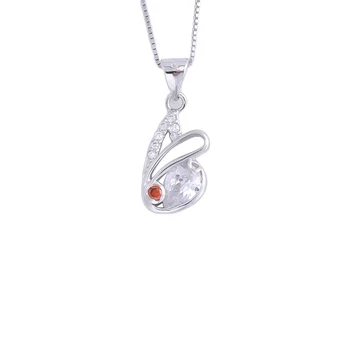 

925 Sterling Silver Mini Ruby Rabbit Necklaces For Women Cute Red Zircon Animal Pendants Girl Kids Fashion Jewelry