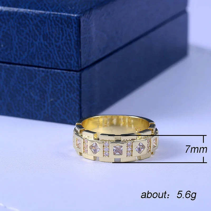 Горячая мода золотой цвет, геометрические формы заполненные циркон кольца в стиле «хип-хоп» Медь покрытием обручальное кольцо Для женщин кольца для вечеринок ювелирные изделия Z4P180